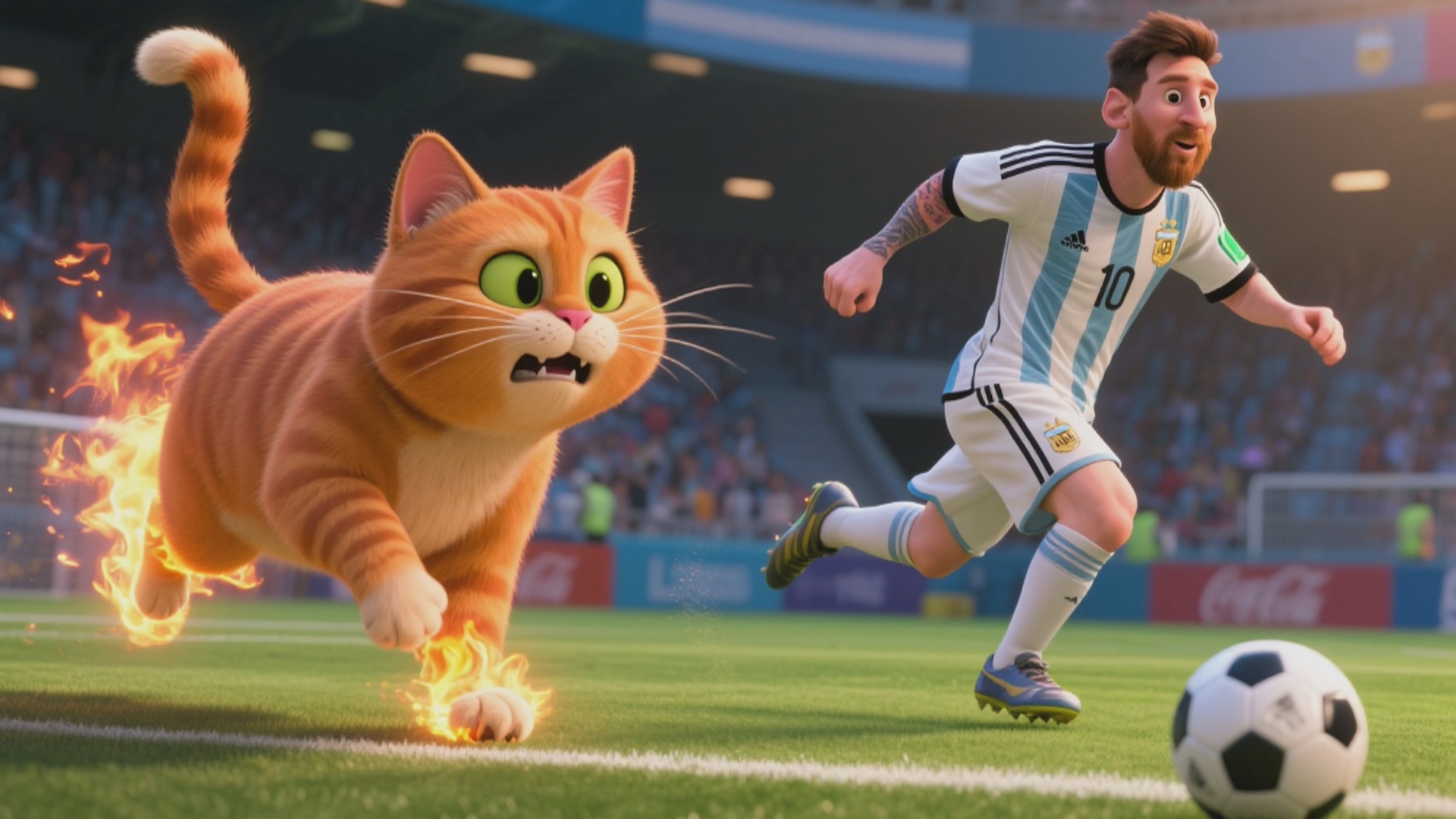 El Gato PUPPY desafía a LIONEL MESSI